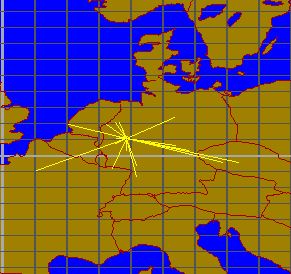 QSO Karte der 13cm Verbindungen