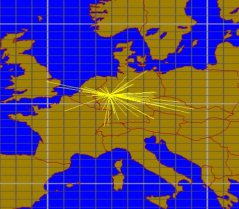 QSO Karte der 23cm Verbindungen