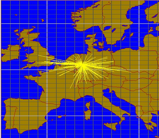 QSO Karte der 70cm Verbindungen