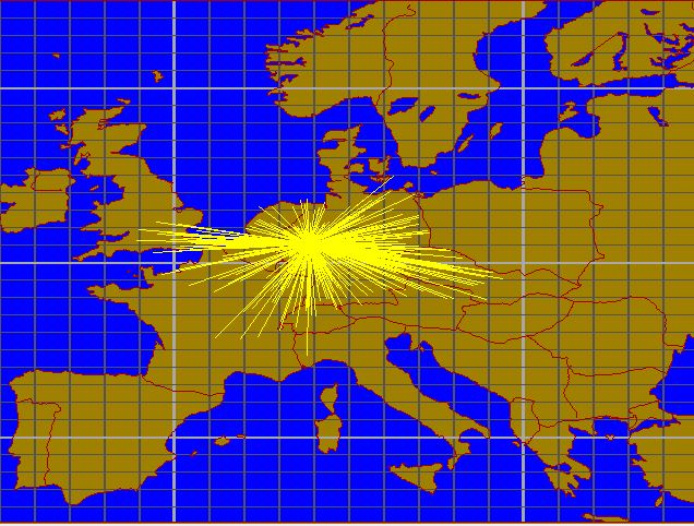 QSO Karte der 2m Verbindungen